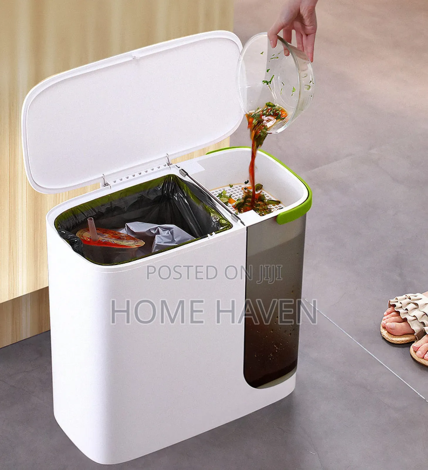 2 in 1 Trash Can With Separate Container for Liquid Waste