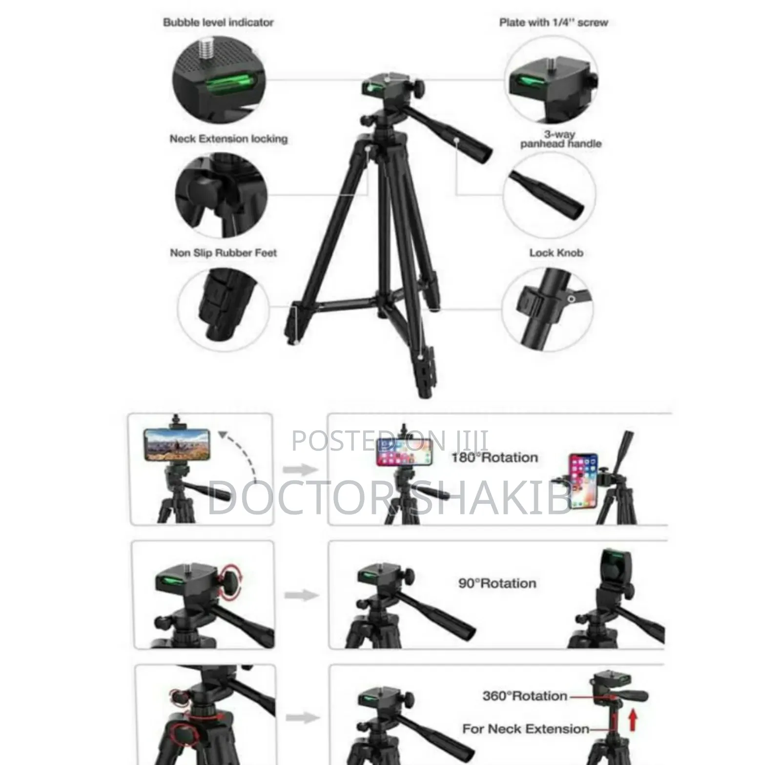 New Yunfeng-3388 Professional Foldable Heavy Duty Tripod