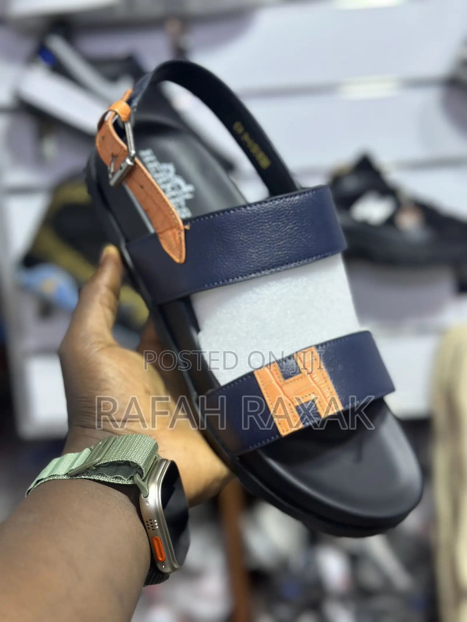 Original Men’S Hermes Ankle Strap Leather Sandals