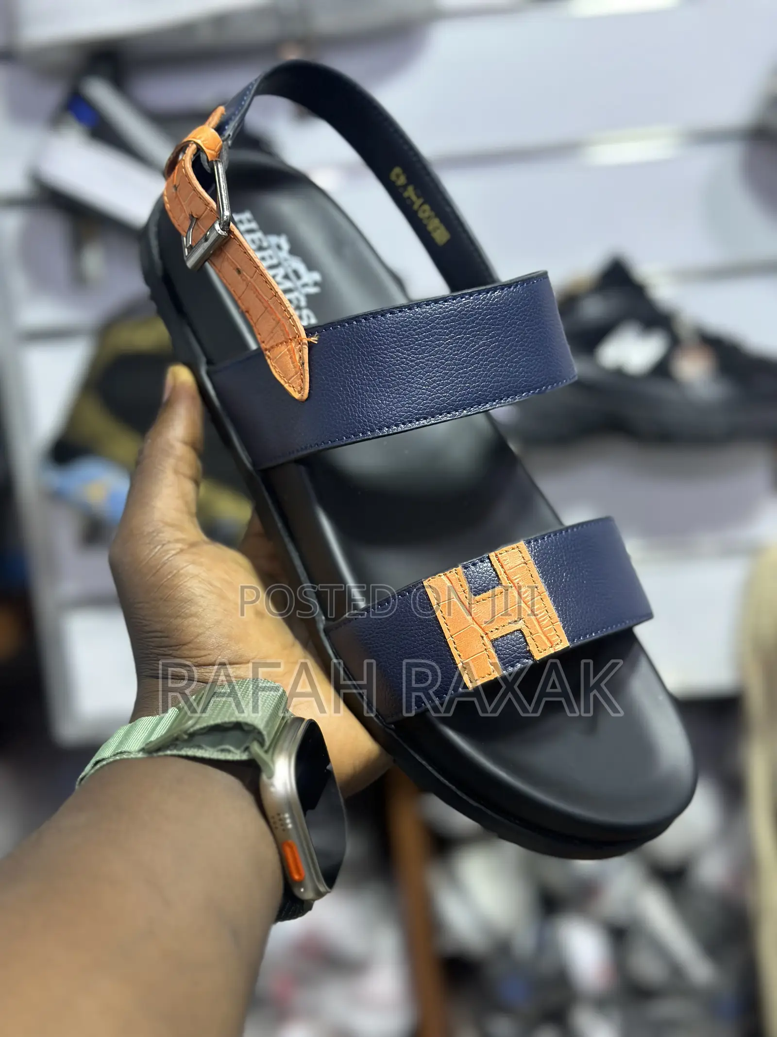 Original Men’S Hermes Ankle Strap Leather Sandals
