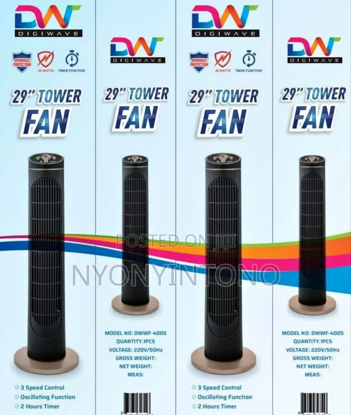 Dw 29" Electric Oscillating Tower Fan