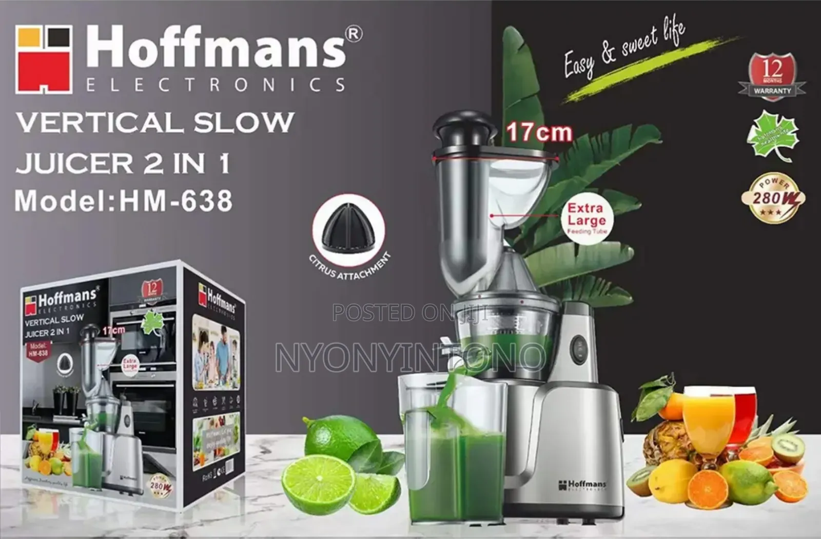 Hoffmans 2-in-1 Vertical Slow Juicer, Citrus Juicer Hm-638