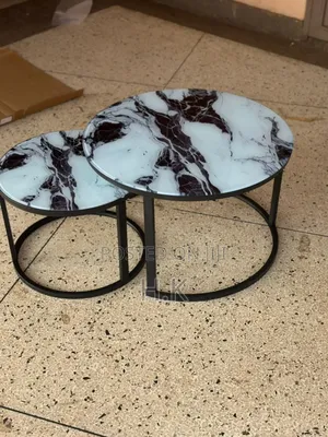 Nesting Coffee Tables With Marble-Look Tops.