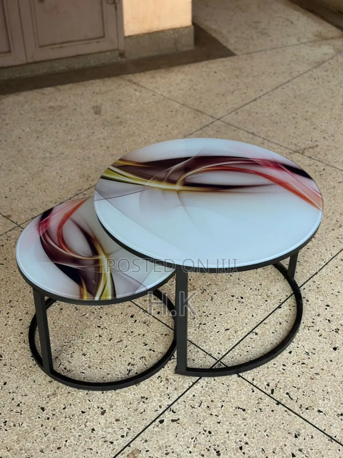 Nesting Coffee Tables With Marble-Look Tops.