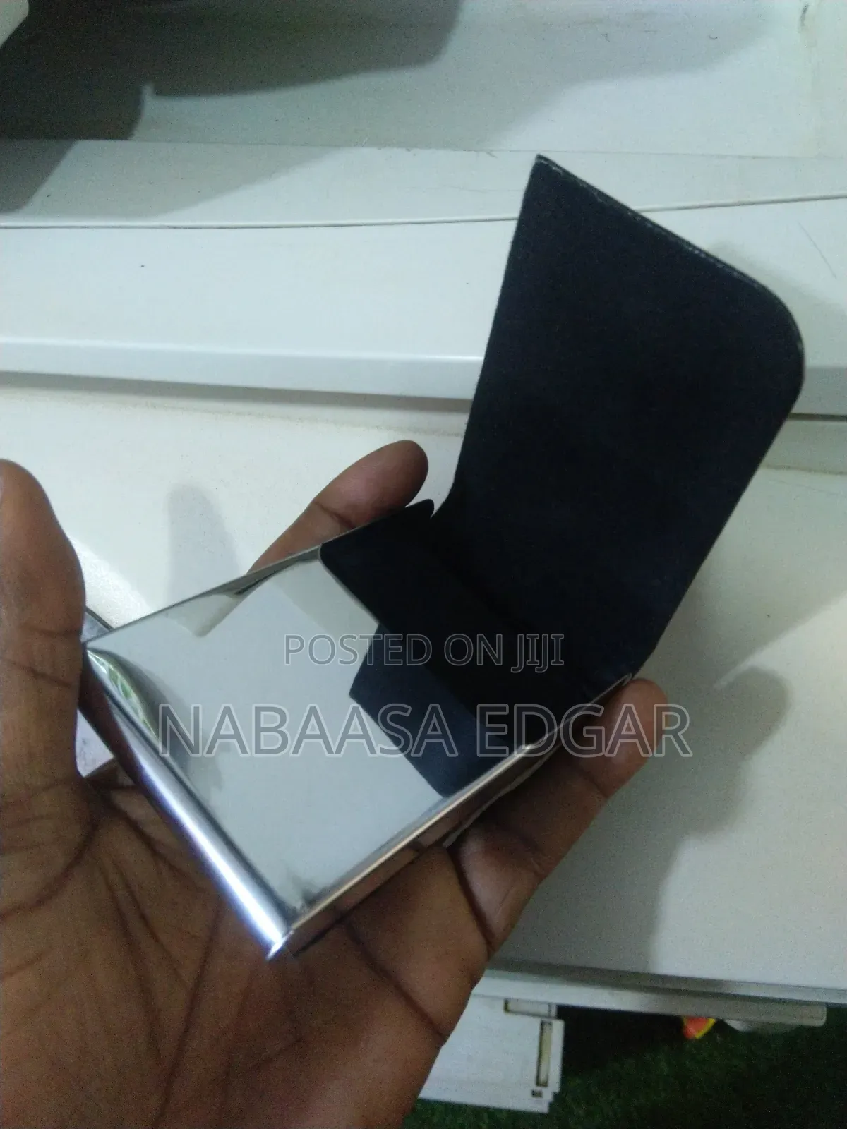 Metallic and Leather Card Holder