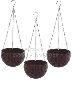Coffee Brown Plastic Hanging Pots
