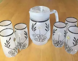 A 7pc Glass Juice/Water Jug Set