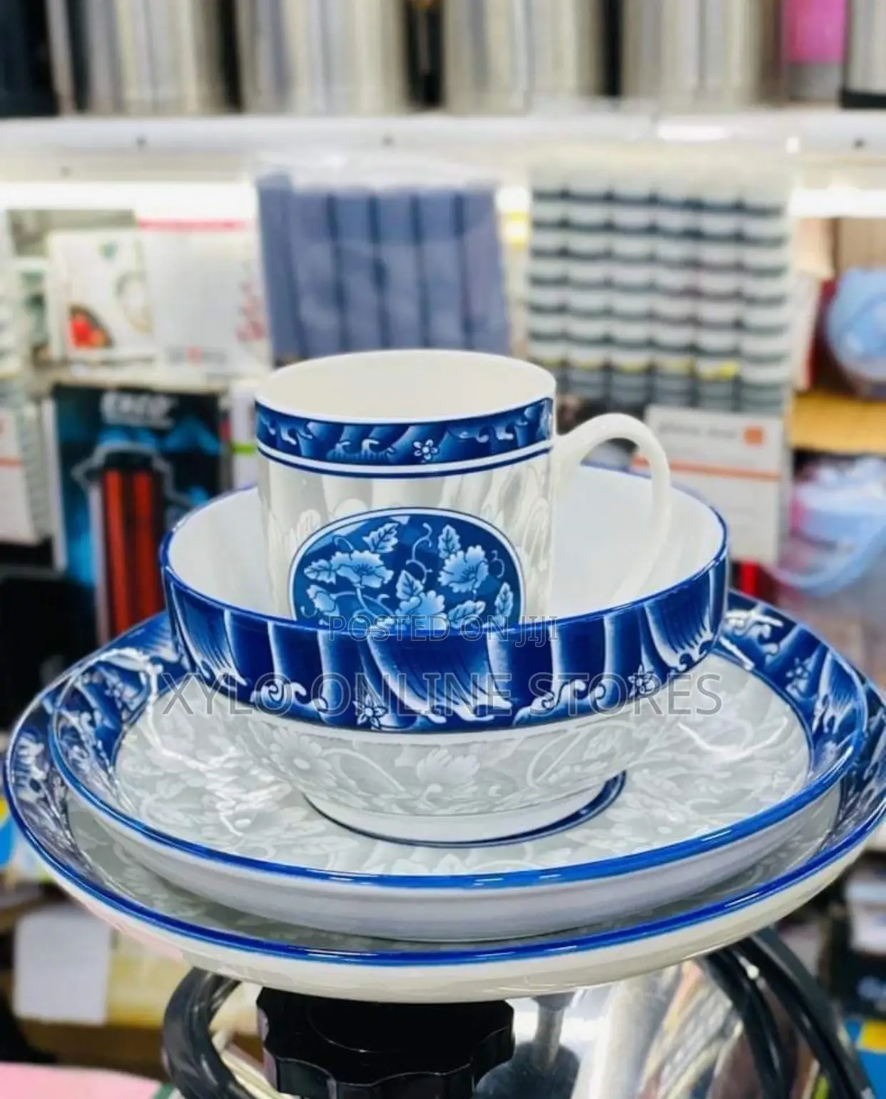 24 Piece Cups,Side Plates,Bowls,Dinner Plate Set Kitenge