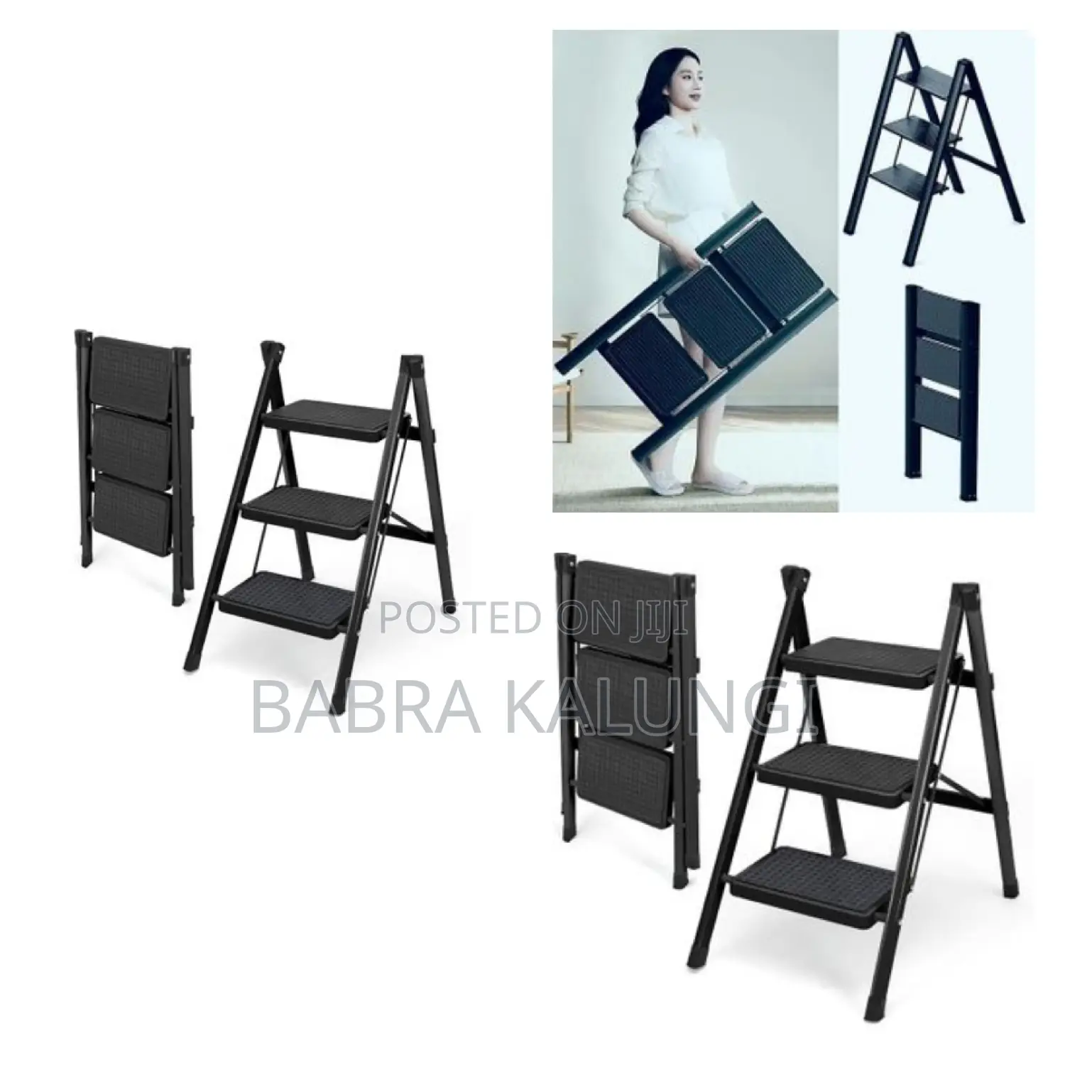 Portable Steel 3-Step Folding Ladder