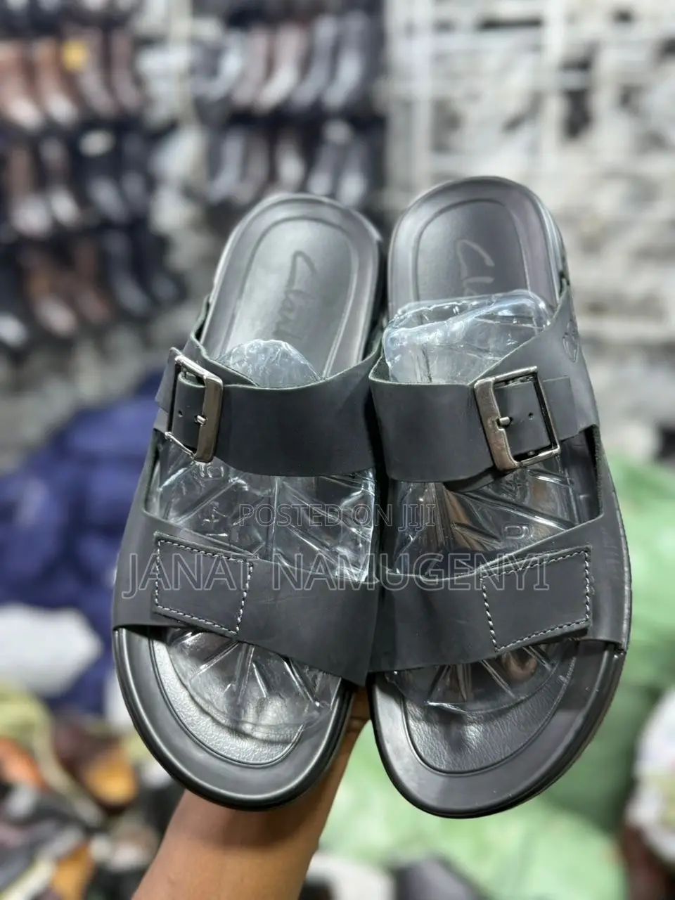 Black Clark’S Open Shoes