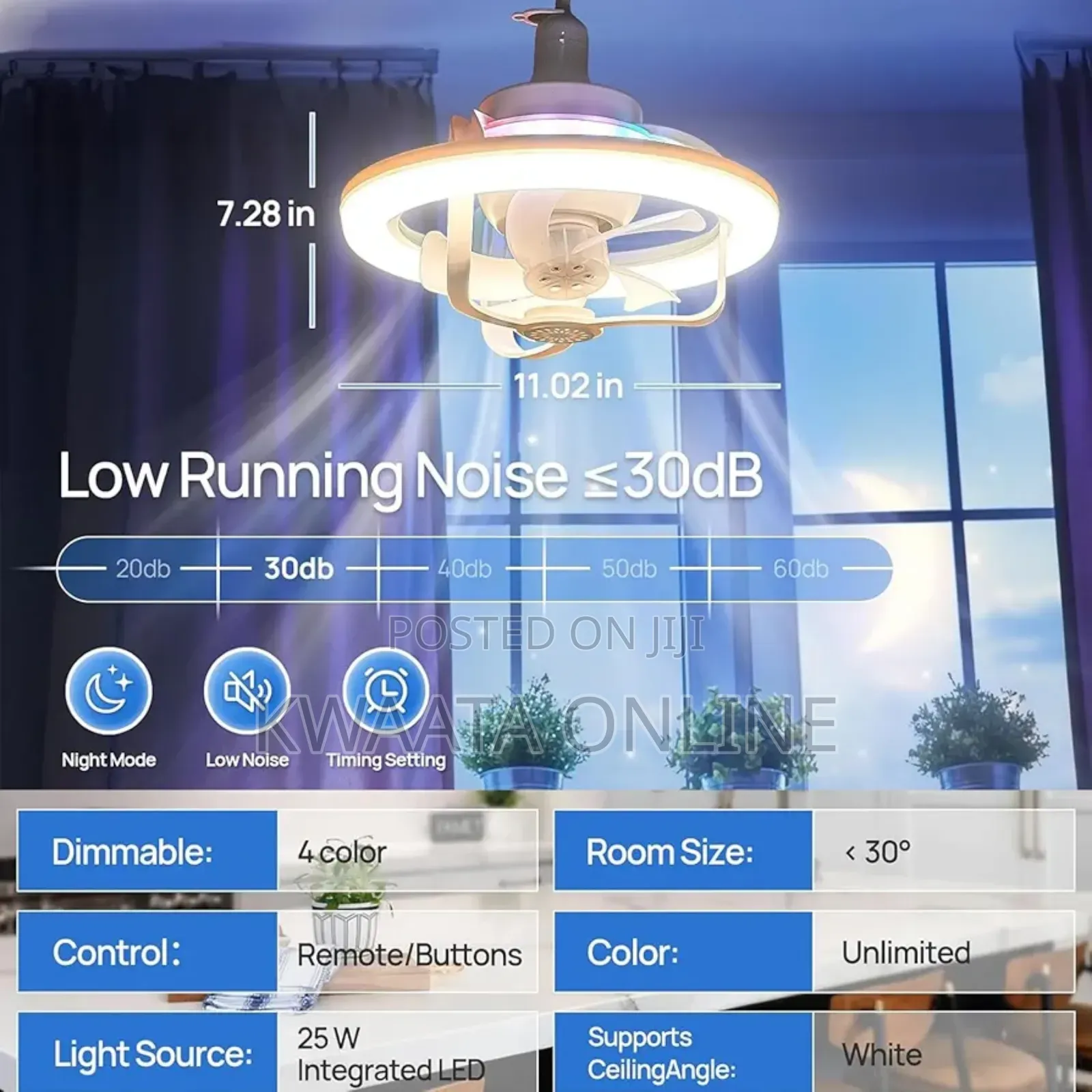 2in1 Rotating Ceiling Fan Light Lamp Remote Control Led Fan