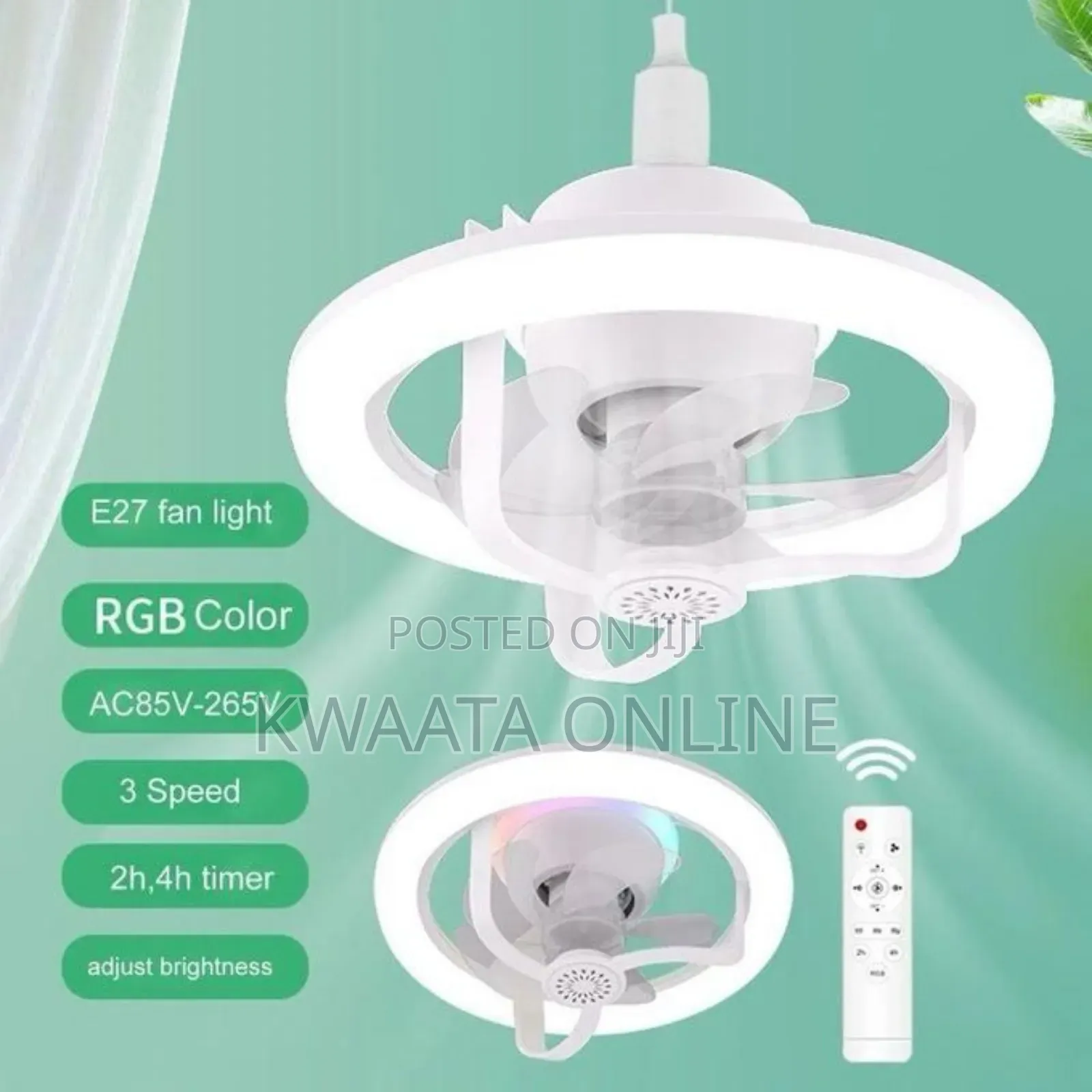 2in1 Rotating Ceiling Fan Light Lamp Remote Control Led Fan