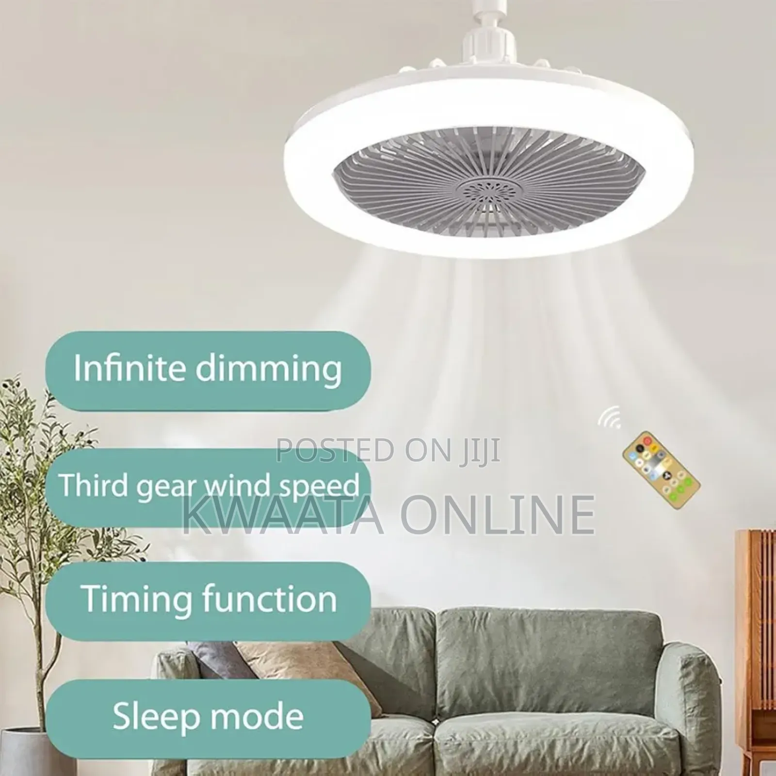 2in1 Ceiling Fan and Light E27 30w Fan With Remote Control