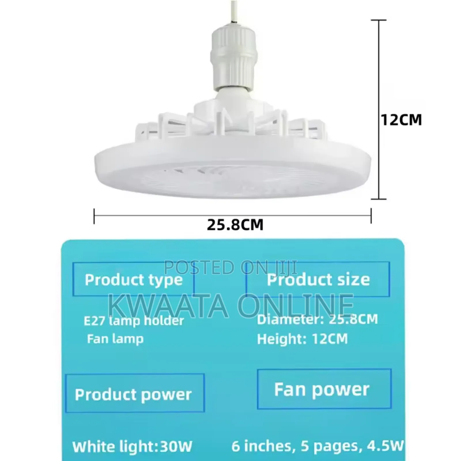 2in1 Ceiling Fan and Light E27 30w Fan With Remote Control