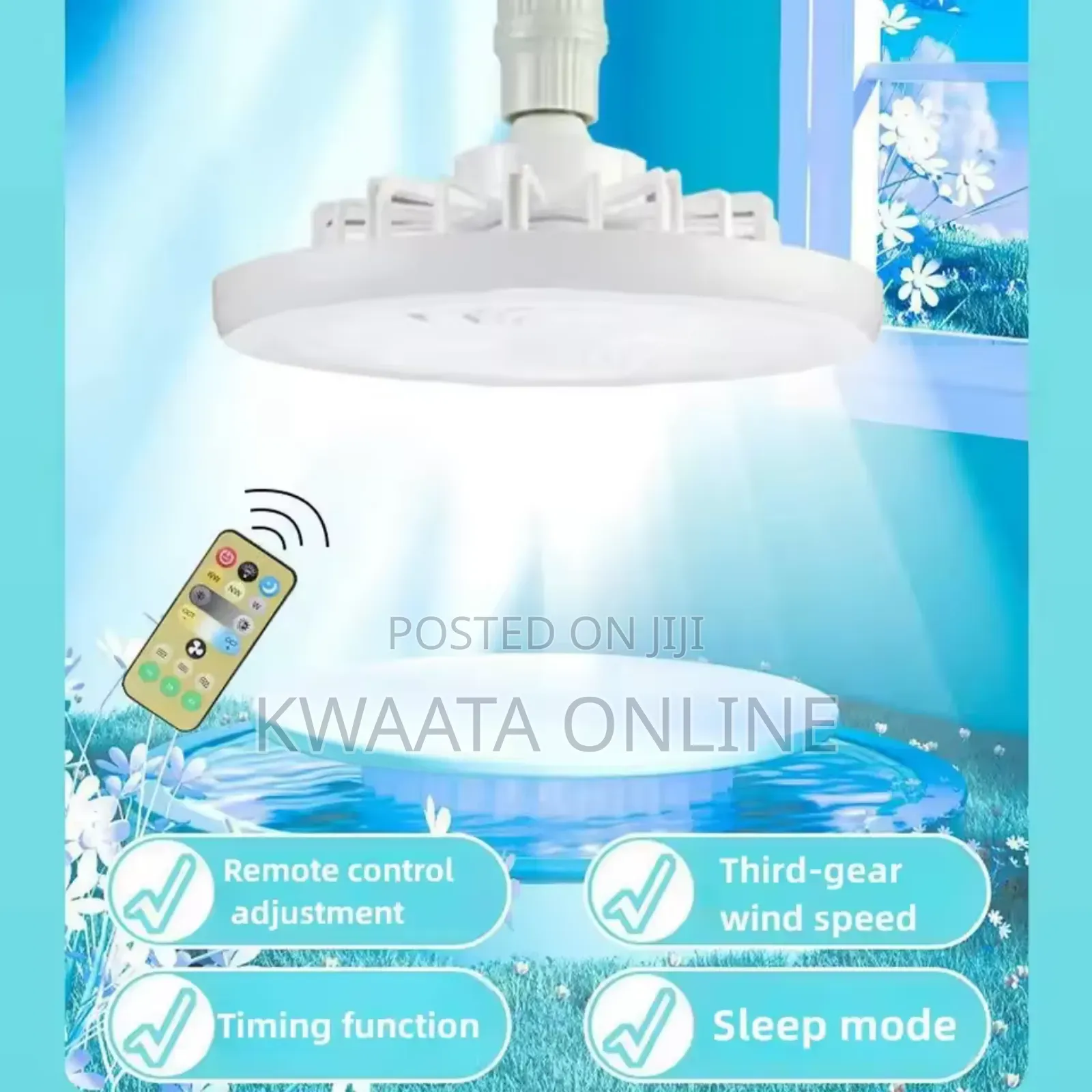 2in1 Ceiling Fan and Light E27 30w Fan With Remote Control