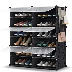 2 Column Shoe Rack Plastic Organizer for Home / Office Color