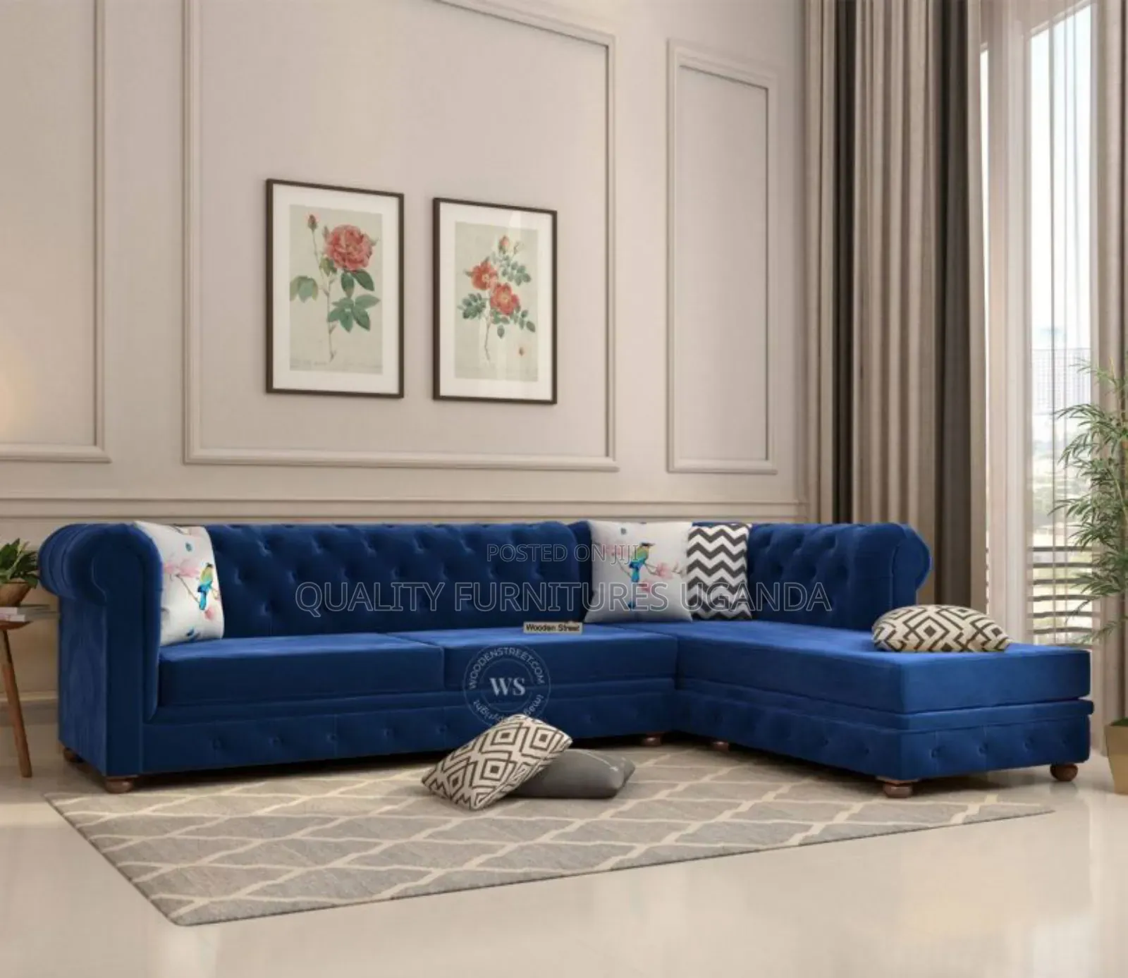 Indigo Blue Chesterfield Sofa Bed