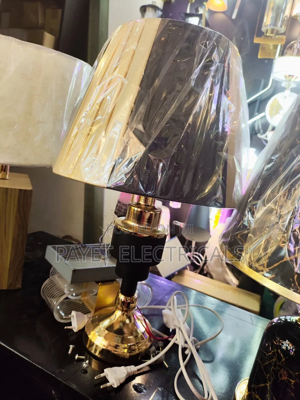 Black and Gold Decorative Bedside Lamp