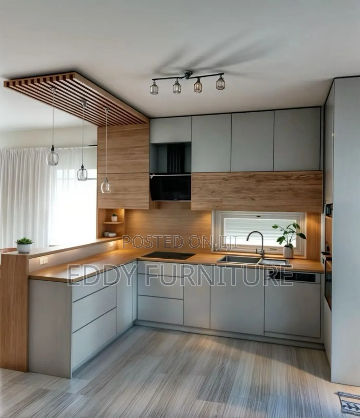 Kitchen Cabinets White and Brown
