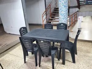 Picnic Plastic Chairs and Table 6people Black