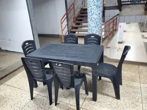 Picnic Plastic Chairs and Table 6people Black