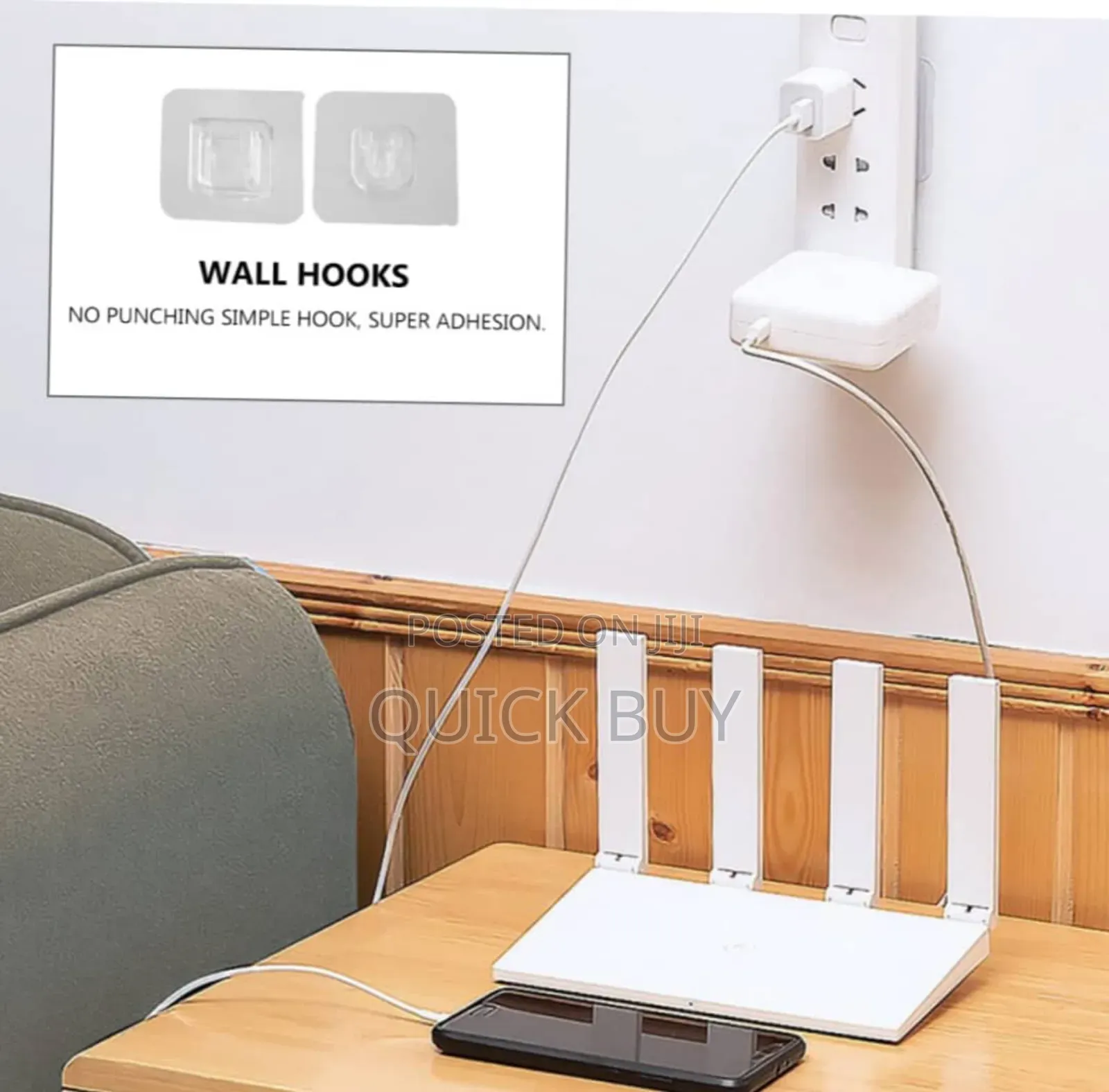 2pcs Double-Sided Adhesive Wall Hooks