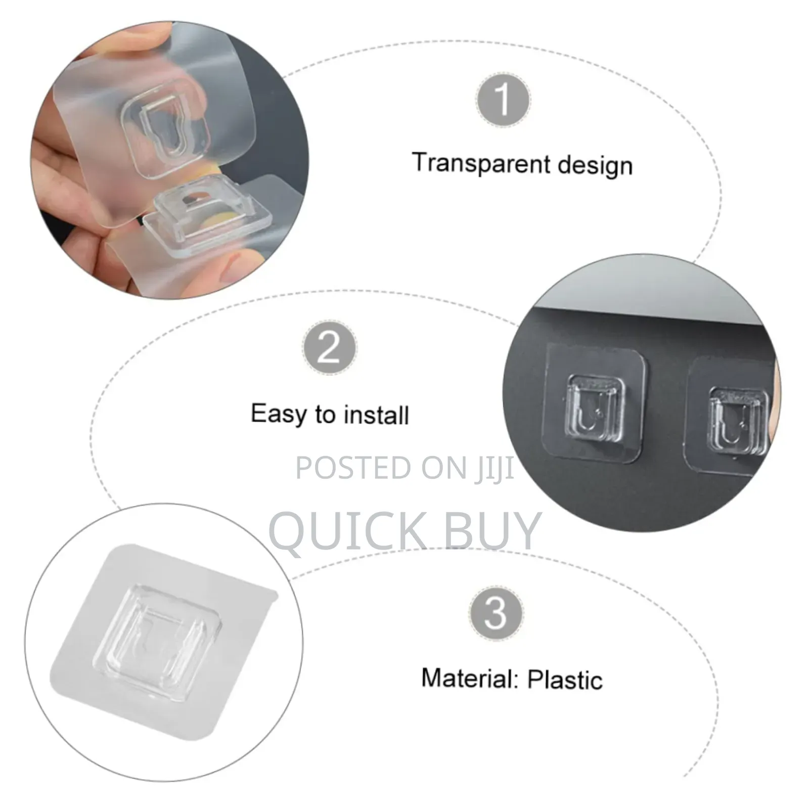 2pcs Double-Sided Adhesive Wall Hooks