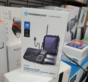 Solar Power Bank Powerology 16000mah, Speaker With Fm