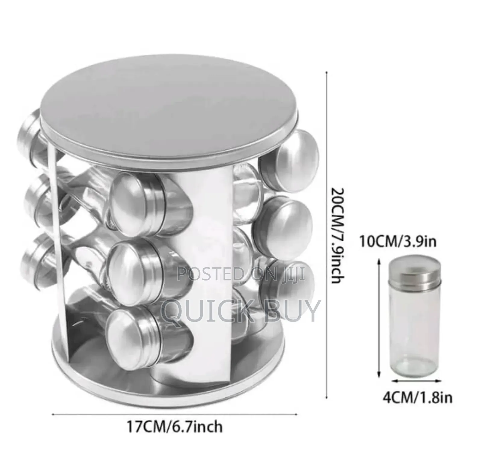 Countertop Glass Rotating 12 Spice Jars Organizer Bottles