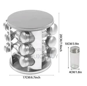Countertop Glass Rotating 12 Spice Jars Organizer Bottles
