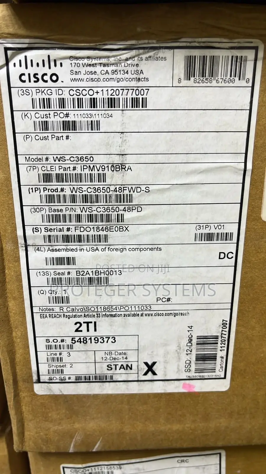 Cisco Ws-c3650-48fwd-s Poe Network Switch