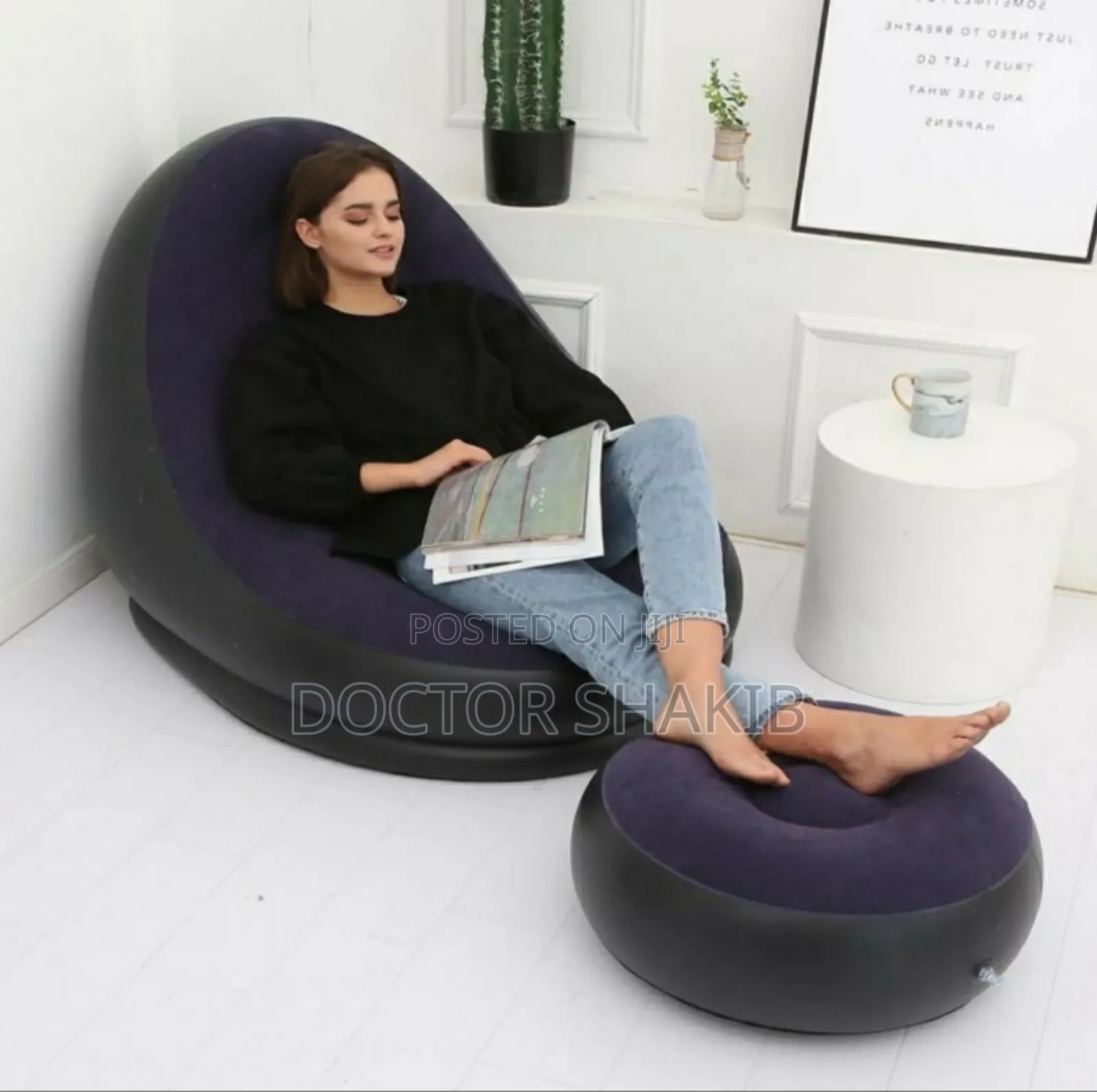 Comfortable Air Pumped Sofa With Foot Rest and Manual Pump