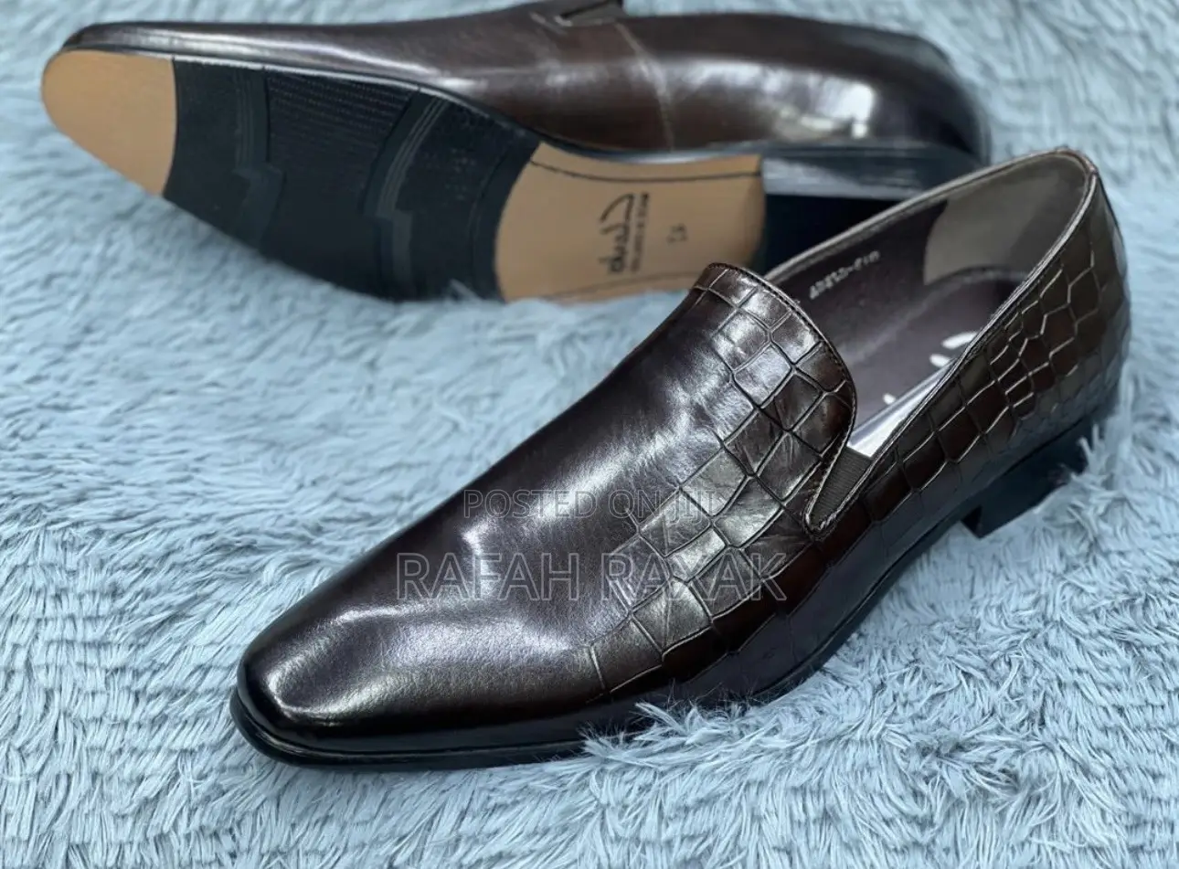 Original Men’S Dark Tan Clarks Office Leather Shoes