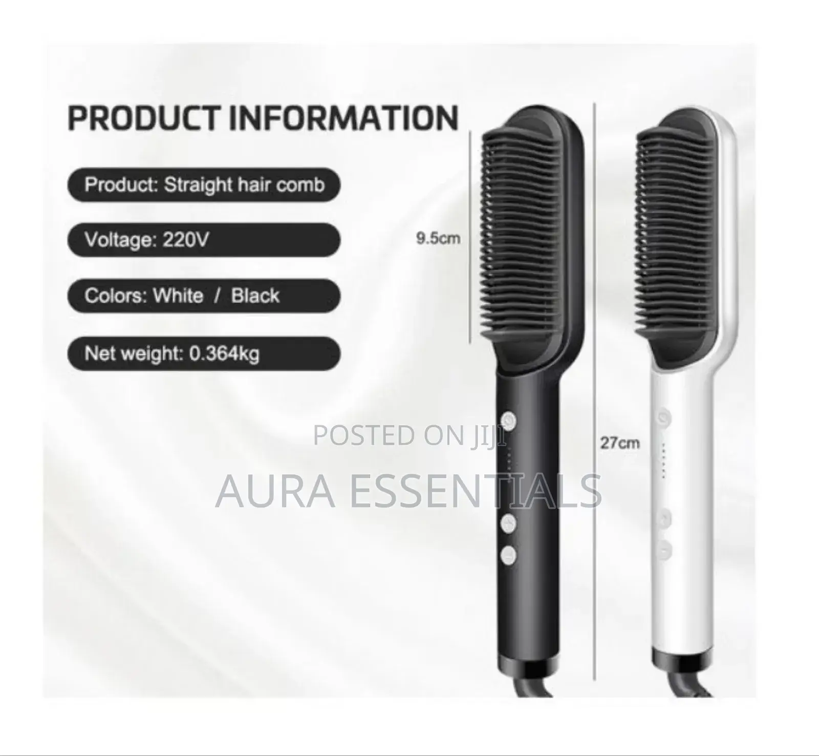 2-in-1 Electric Hair Straightener, Comb, Cutler PTC Heating
