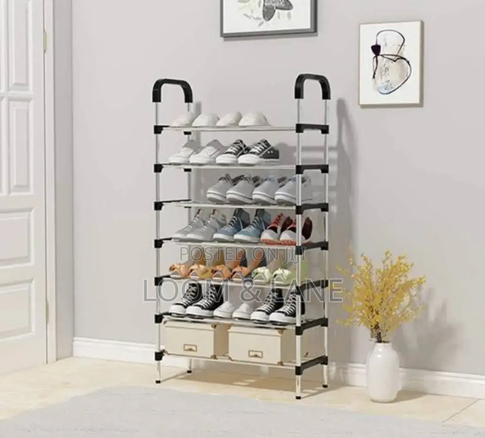 Metallic Shoe Rack 7 Layer Rack Stainless Steel
