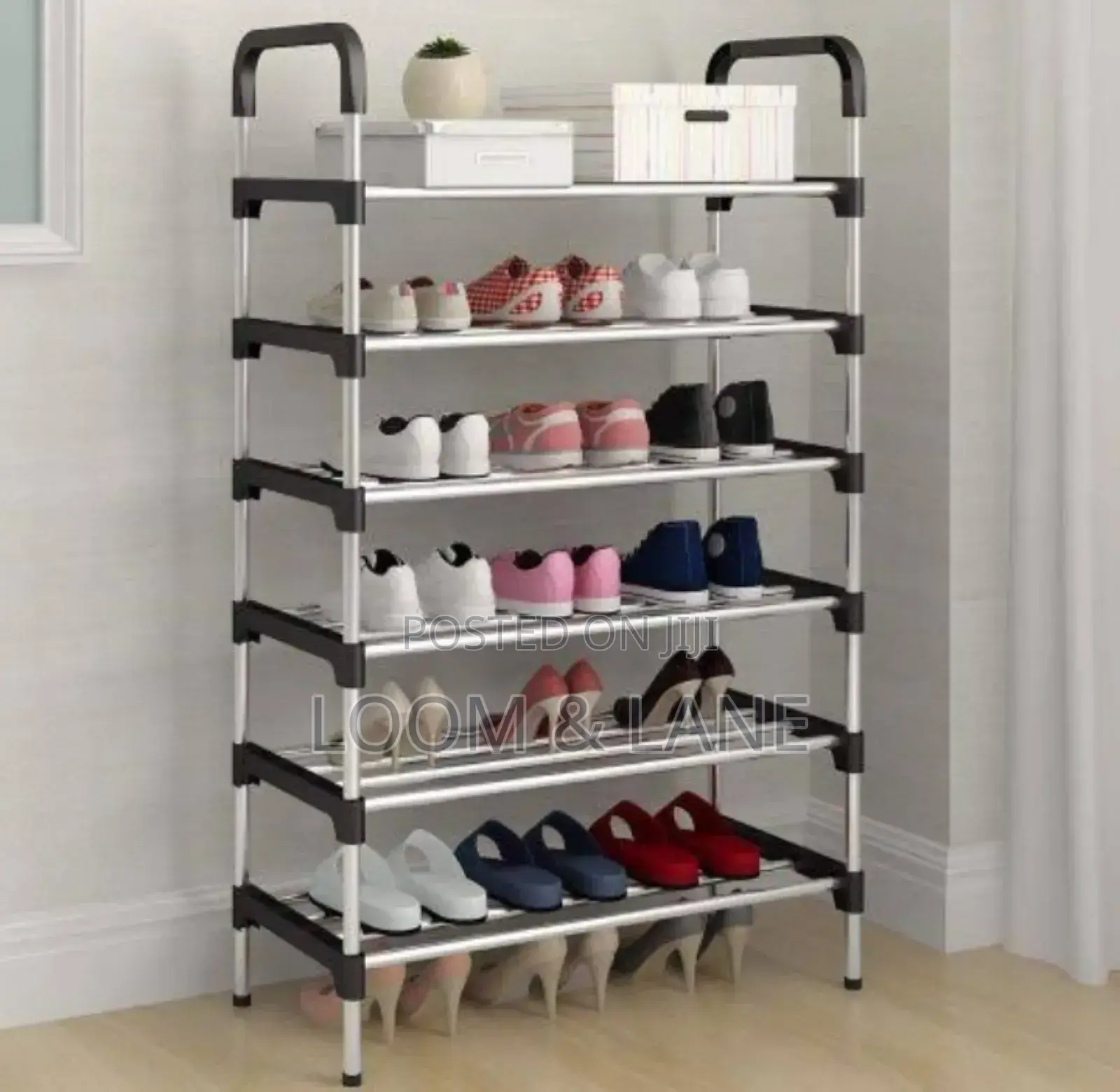 Metallic Shoe Rack 7 Layer Rack Stainless Steel