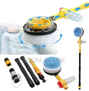 Car Washer Scrabbing With Water Pipe and Soap Dispenser