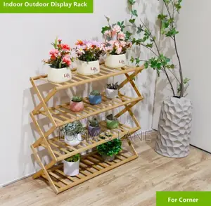 Foldable Bamboo Stackable Shoe Rack Multifunctional 4layer