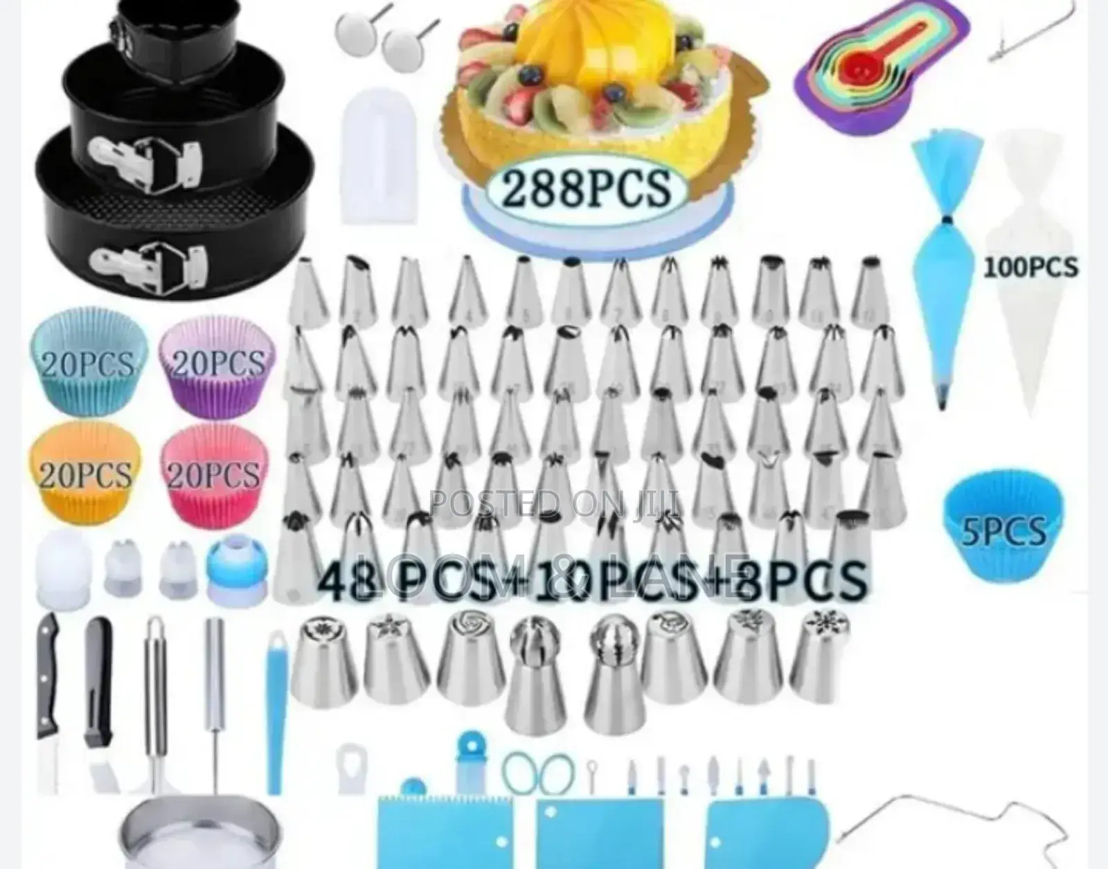 288 Pieces of Cake Baking, Decorating Kit Set, Blu 