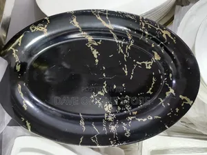 6 PCS Marble Pattern Oval Ceramic Plate Tray