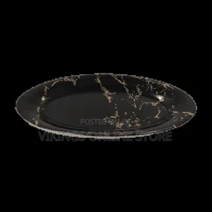 Black 6 PCS Marble Pattern Oval Ceramic Plate Tray