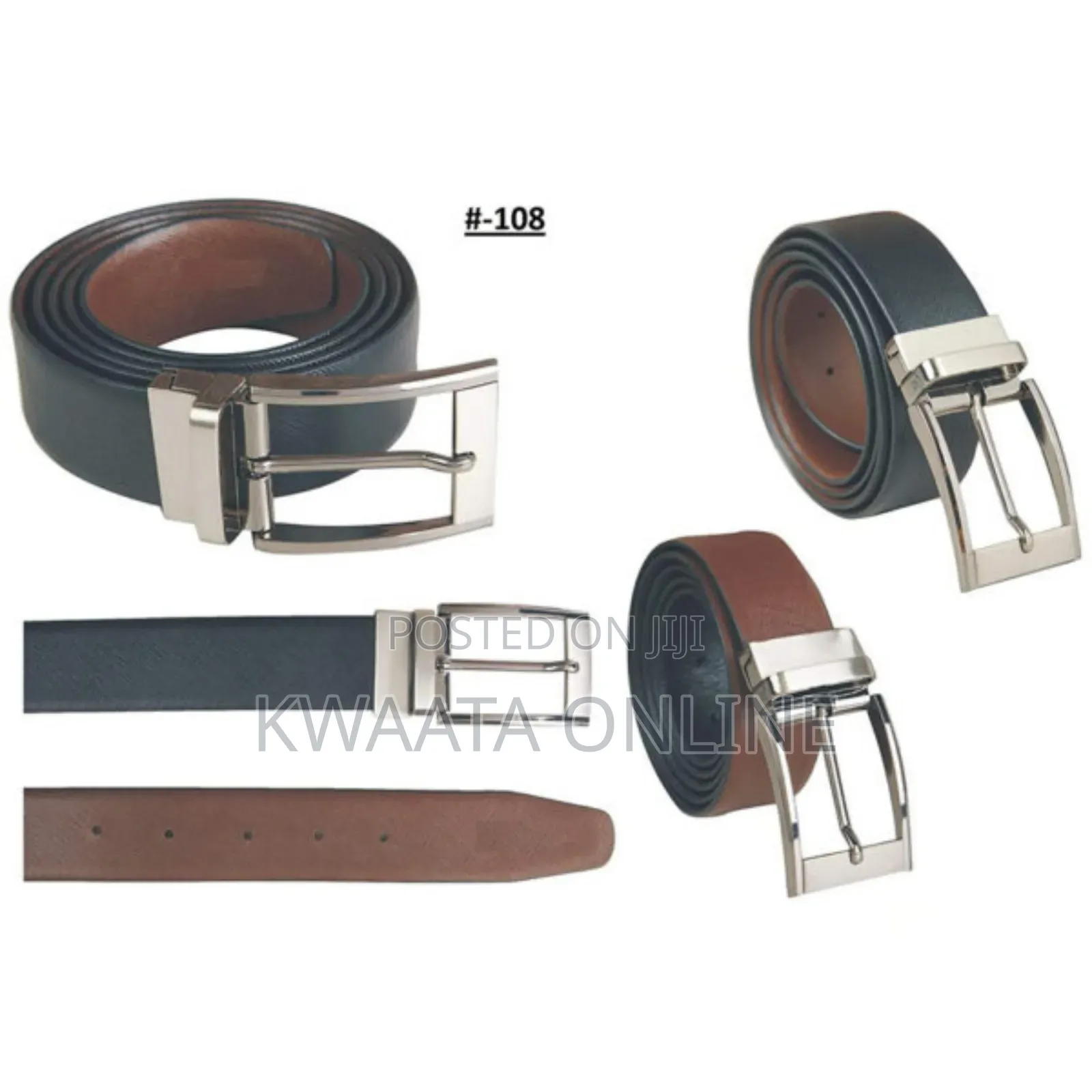 1 Piece 2in1 Men’S Leather Belts With Reversible Buckle