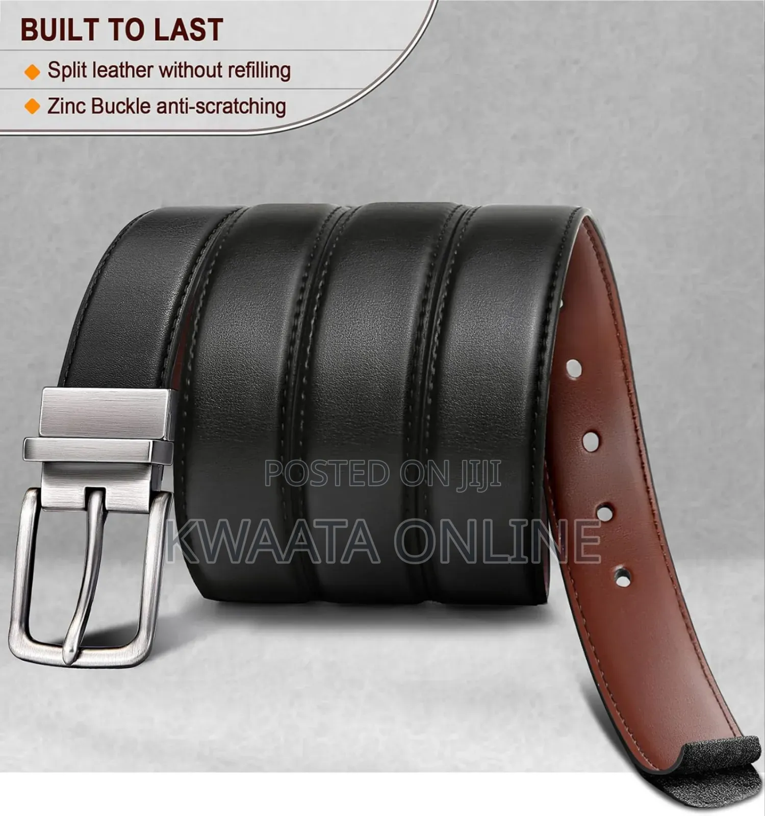 1 Piece 2in1 Men’S Leather Belts With Reversible Buckle