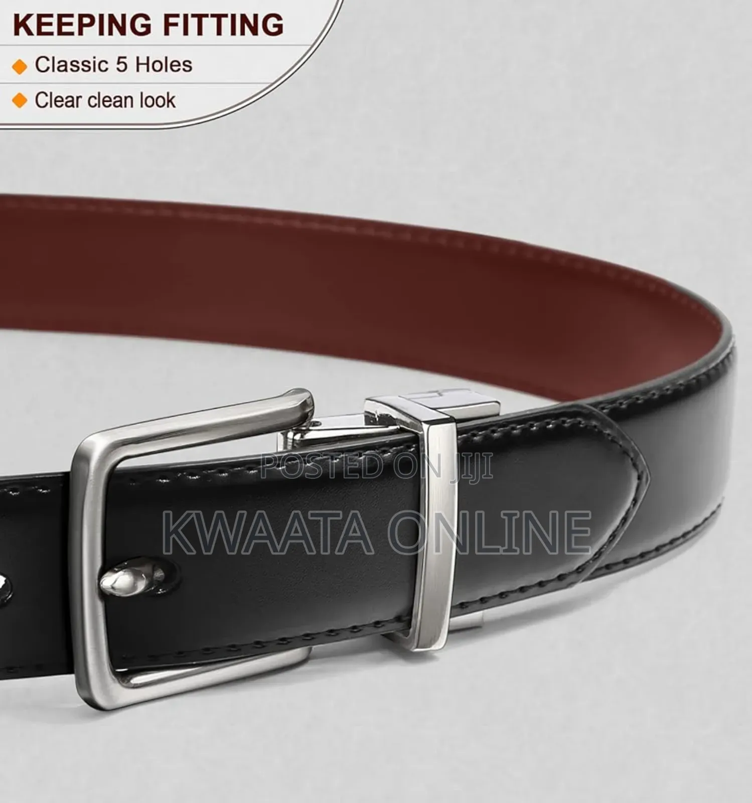 1 Piece 2in1 Men’S Leather Belts With Reversible Buckle