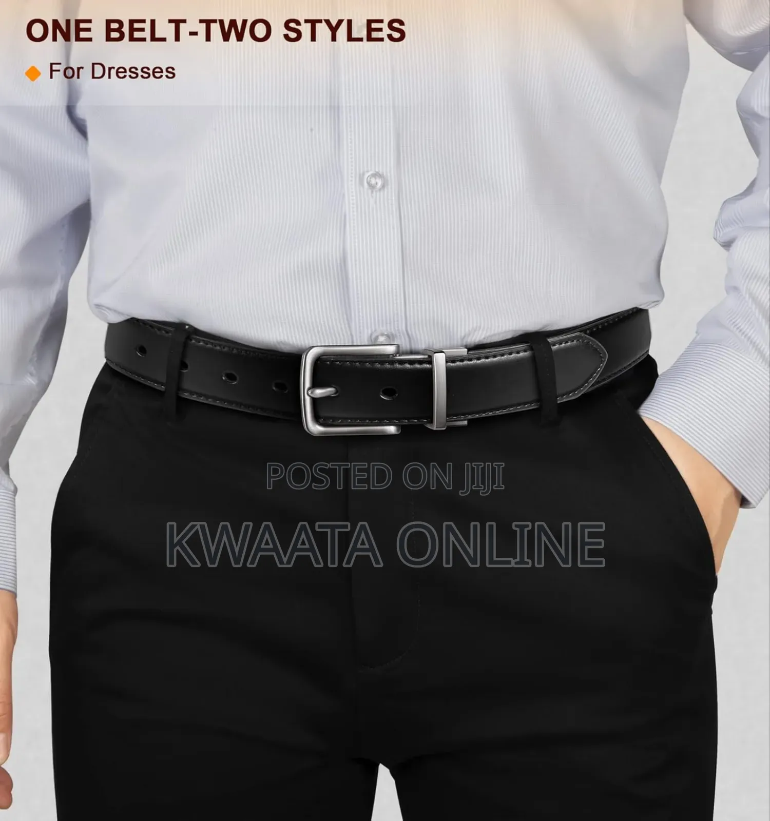 1 Piece 2in1 Men’S Leather Belts With Reversible Buckle