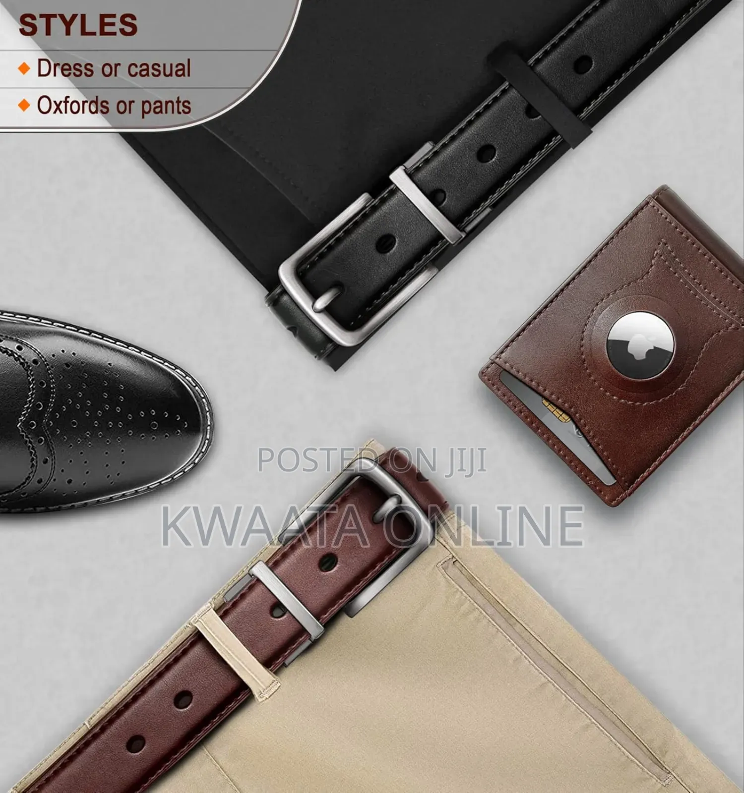 1 Piece 2in1 Men’S Leather Belts With Reversible Buckle