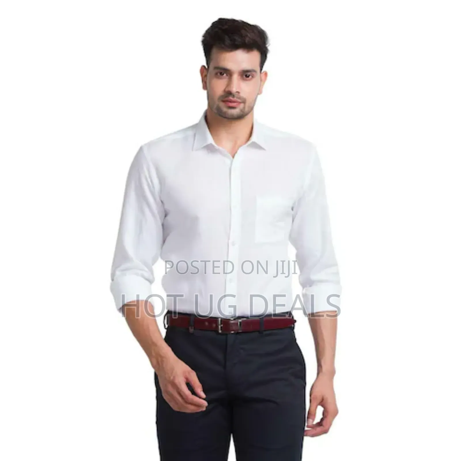 Mens Plain Office Shirts Long Sleeved Casual Button Shirts