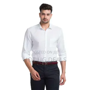 Mens Plain Office Shirts Long Sleeved Casual Button Shirts