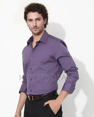 Mens Plain Office Shirts Long Sleeved Casual Button Shirts