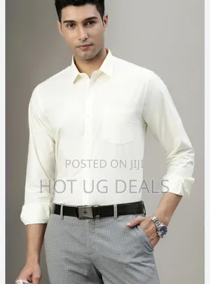 Mens Plain Office Shirts Long Sleeved Casual Button Shirts